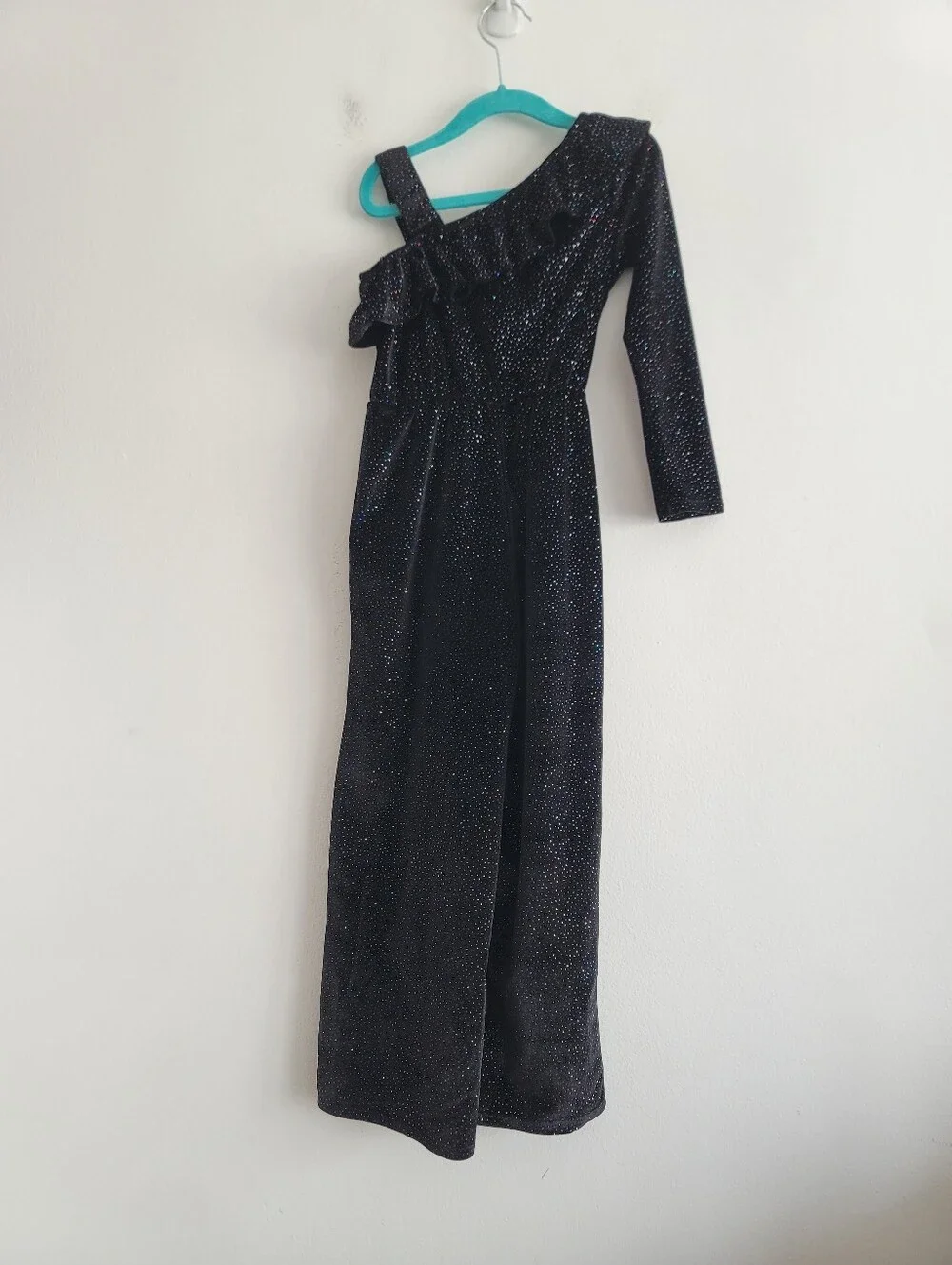 Zara Girls‎ 7 Velvet Rainbow Sparkle Ruffle Party Jumpsuit Holiday One Piece
